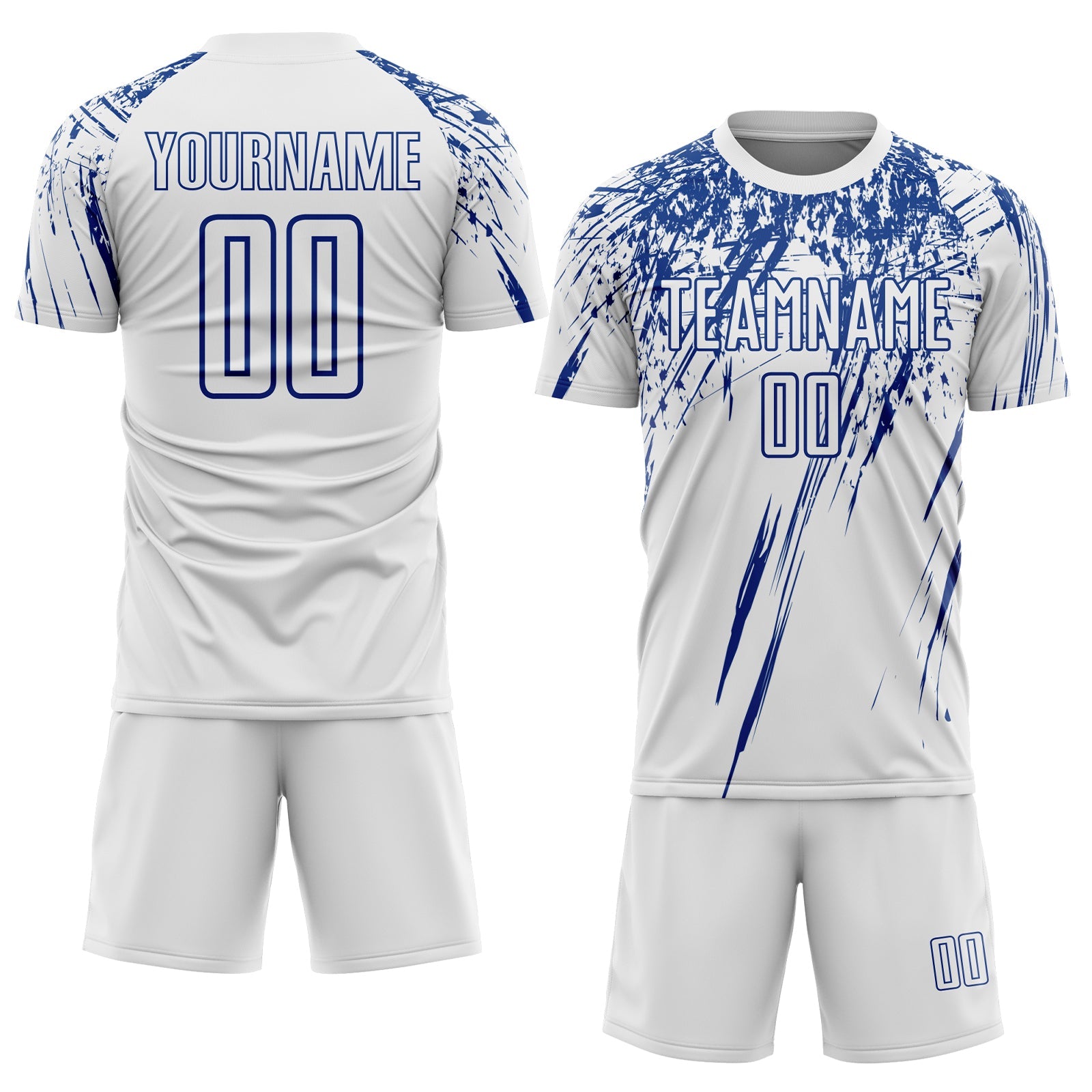 Custom White Royal Splash Sports Sublimation Soccer Uniform Jersey view 2