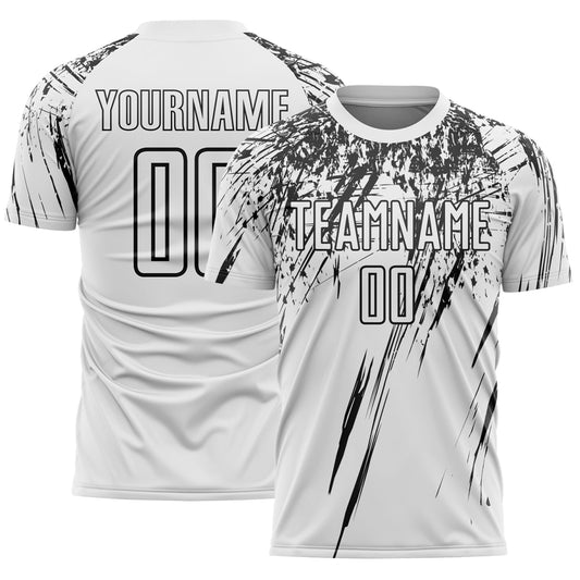 Custom White Black Splash Sports Sublimation Soccer Uniform Jersey - Main View