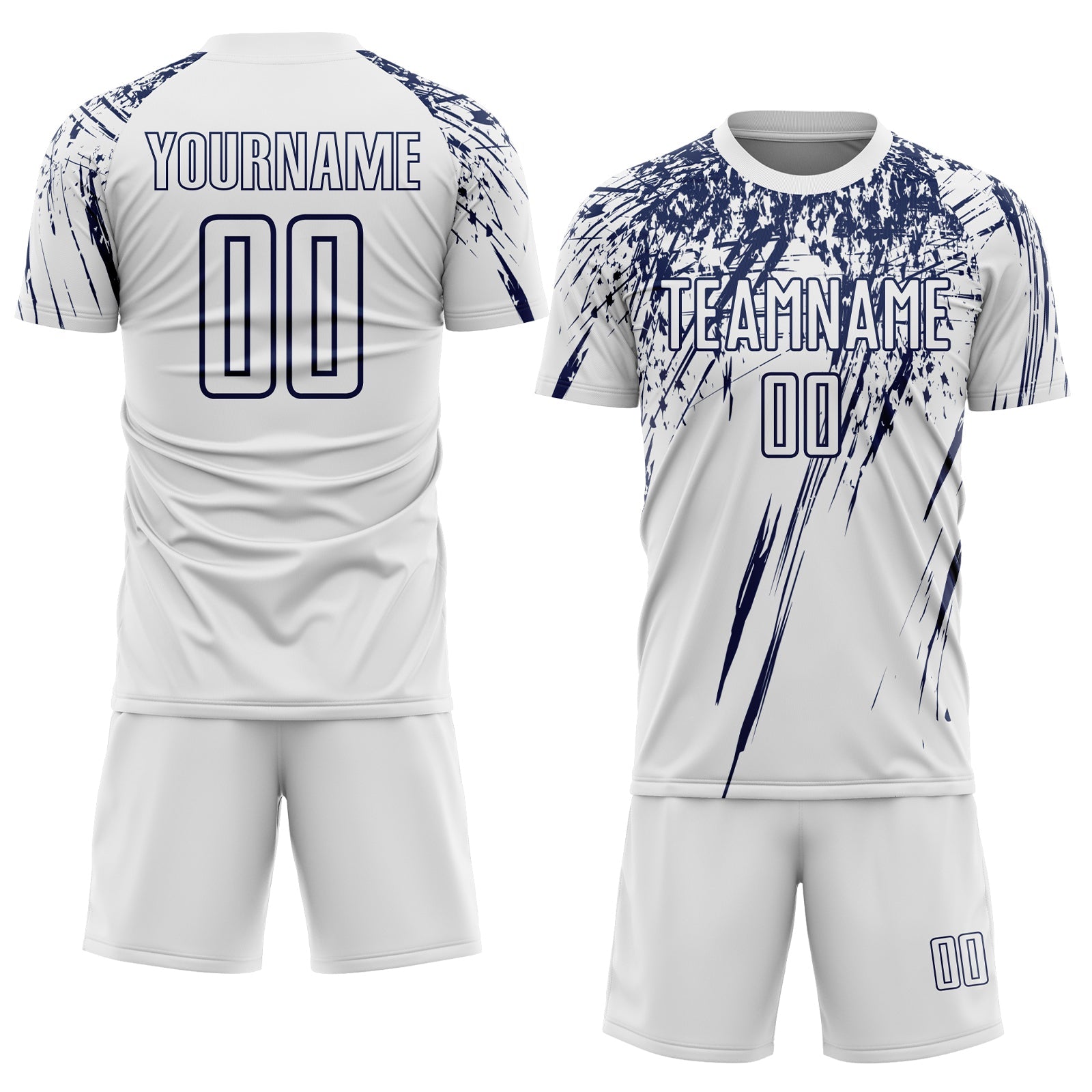 Custom White Navy Splash Sports Sublimation Soccer Uniform Jersey view 2