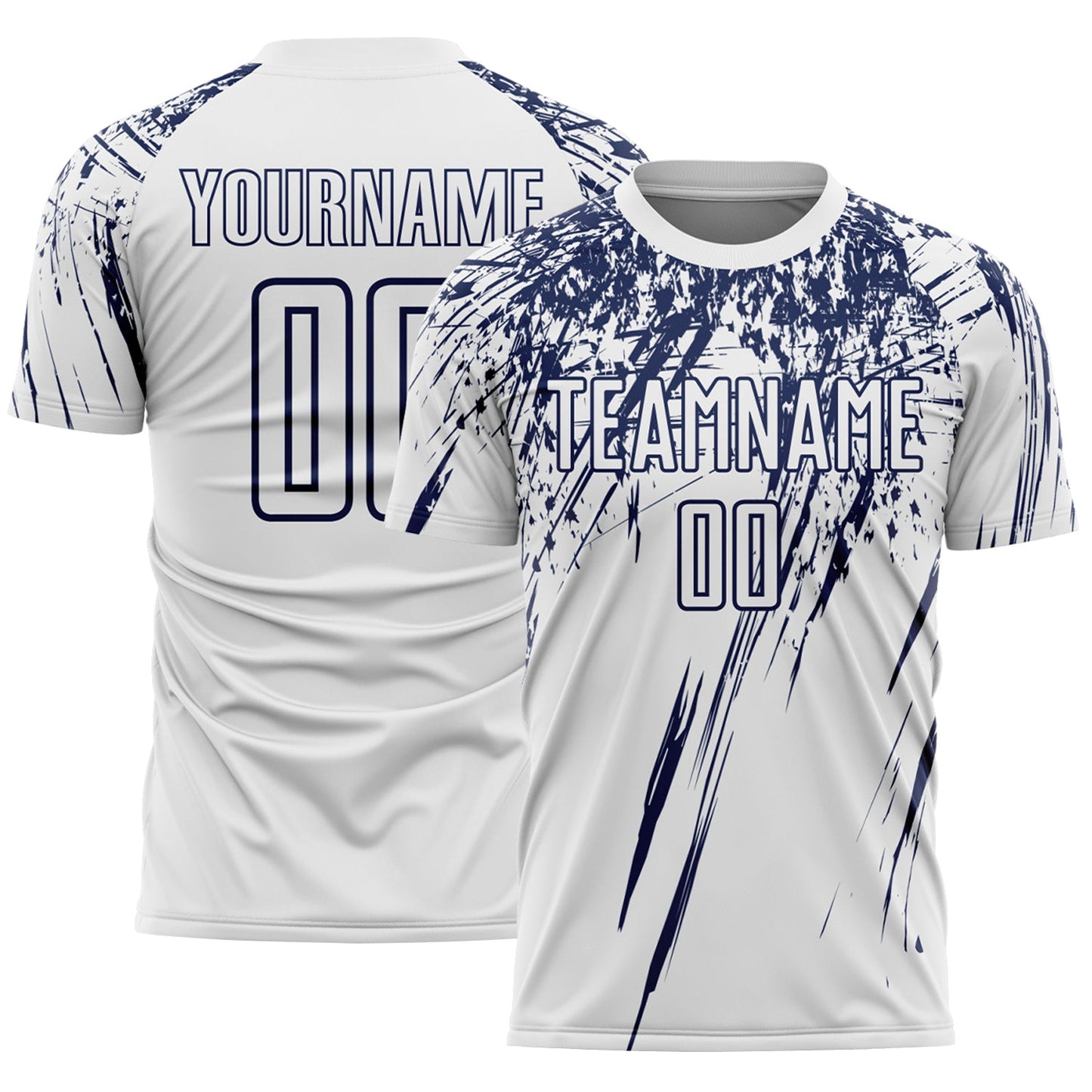 Custom White Navy Splash Sports Sublimation Soccer Uniform Jersey - Main View