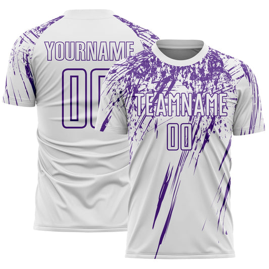Custom White Purple Splash Sports Sublimation Soccer Uniform Jersey - Main View