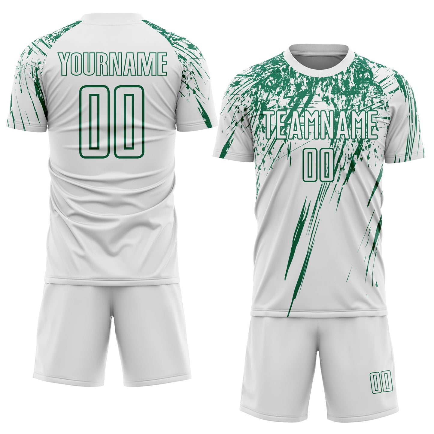 Custom White Kelly Green Splash Sports Sublimation Soccer Uniform Jersey view 2