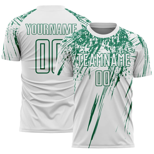 Custom White Kelly Green Splash Sports Sublimation Soccer Uniform Jersey - Main View