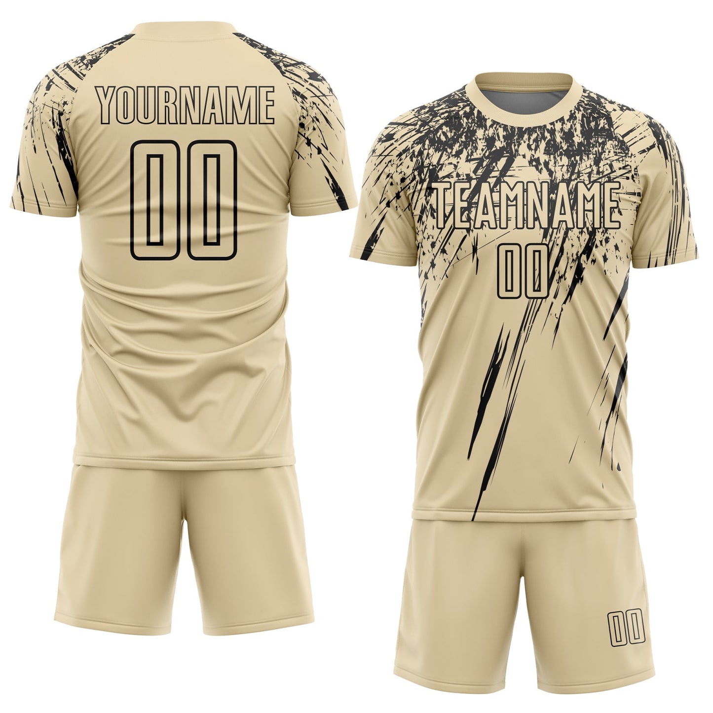 Custom Cream Black Splash Sports Sublimation Soccer Uniform Jersey view 2