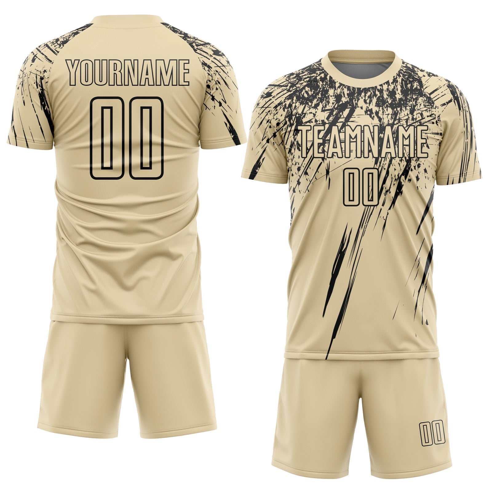 Custom Cream Black Splash Sports Sublimation Soccer Uniform Jersey view 2
