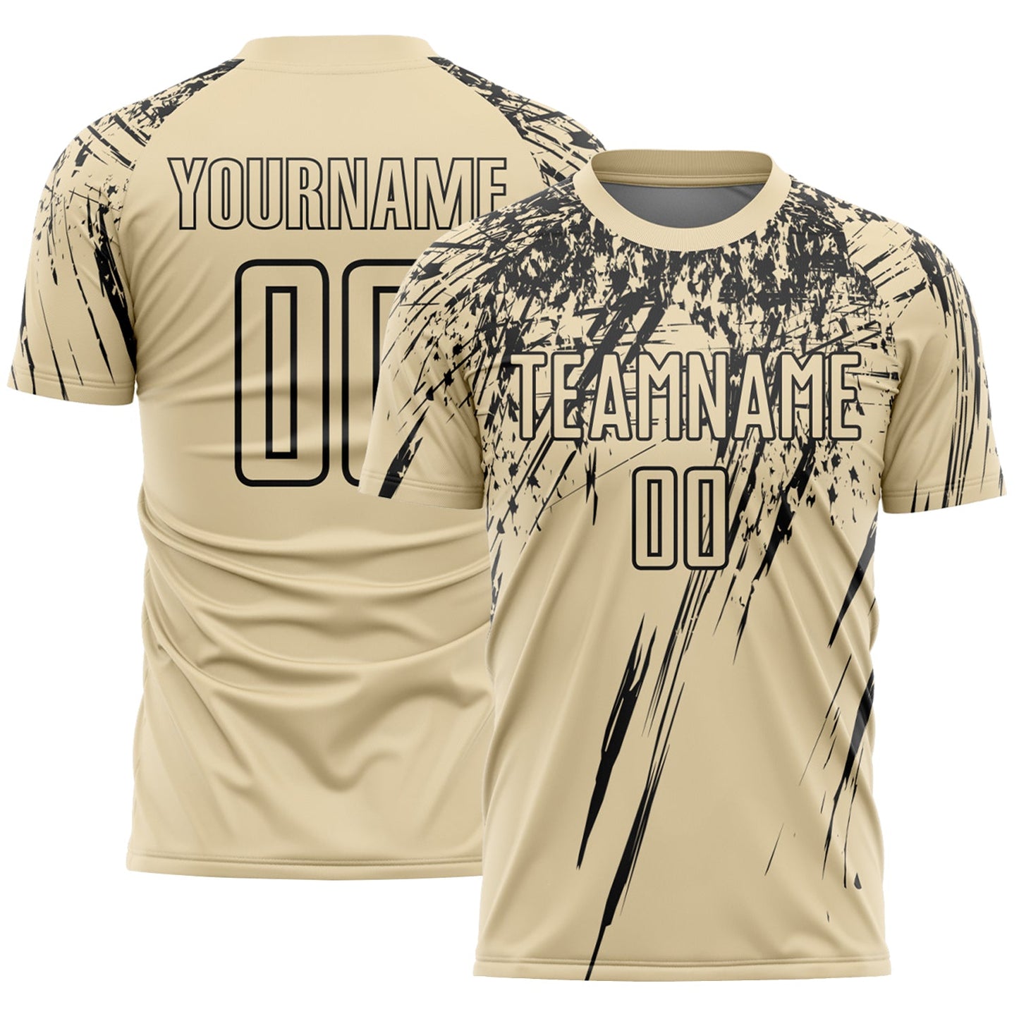 Custom Cream Black Splash Sports Sublimation Soccer Uniform Jersey - Main View