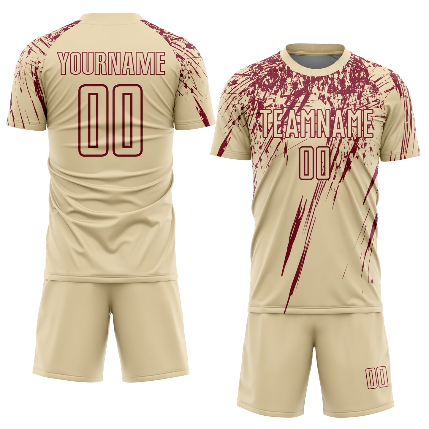 Custom Cream Crimson Splash Sports Sublimation Soccer Uniform Jersey view 2