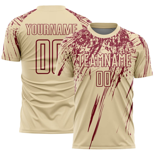 Custom Cream Crimson Splash Sports Sublimation Soccer Uniform Jersey - Main View