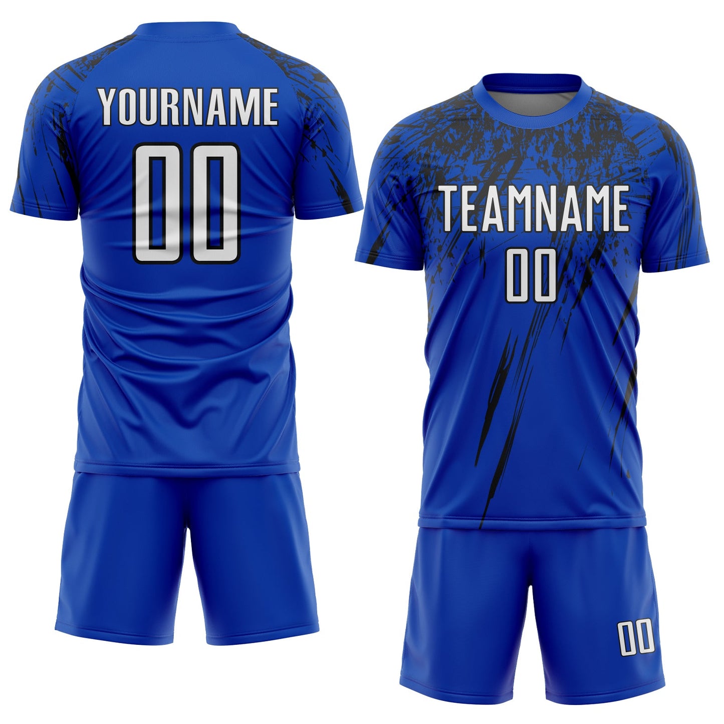 Custom Thunder Blue White-Black Splash Sports Sublimation Soccer Uniform Jersey view 2