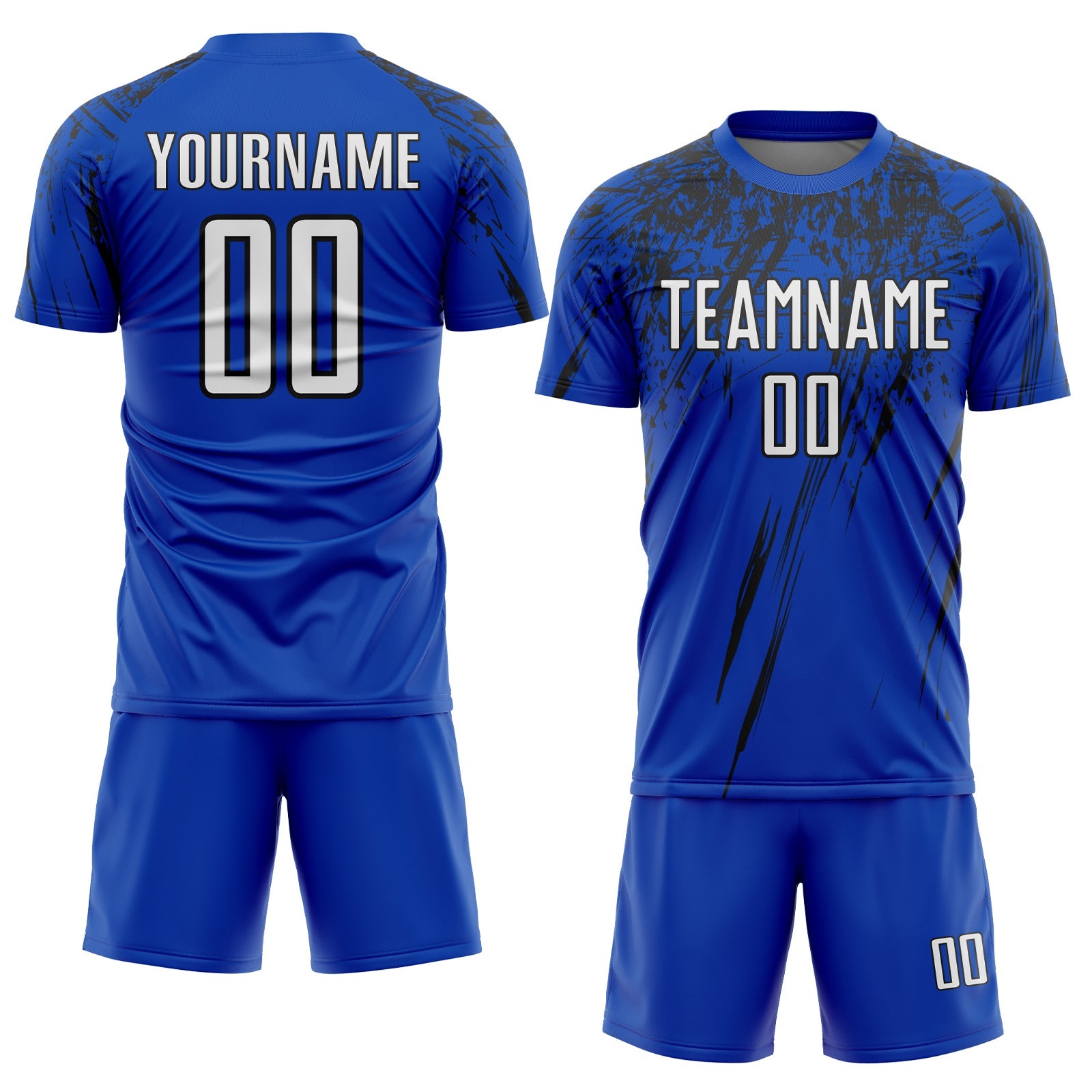 Custom Thunder Blue White-Black Splash Sports Sublimation Soccer Uniform Jersey view 2