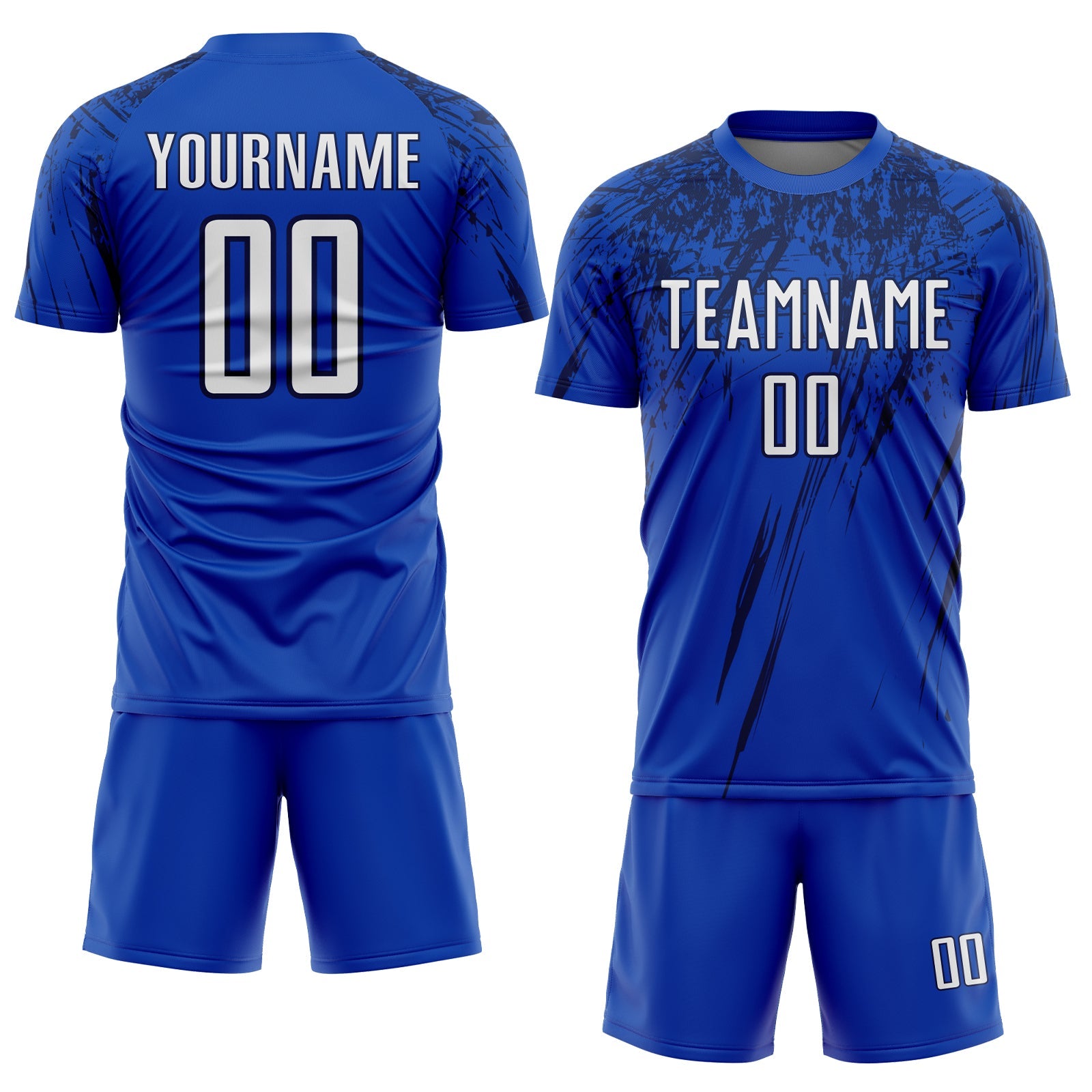 Custom Thunder Blue White-Navy Splash Sports Sublimation Soccer Uniform Jersey view 2