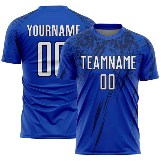 Custom Thunder Blue White-Navy Splash Sports Sublimation Soccer Uniform Jersey - Main View