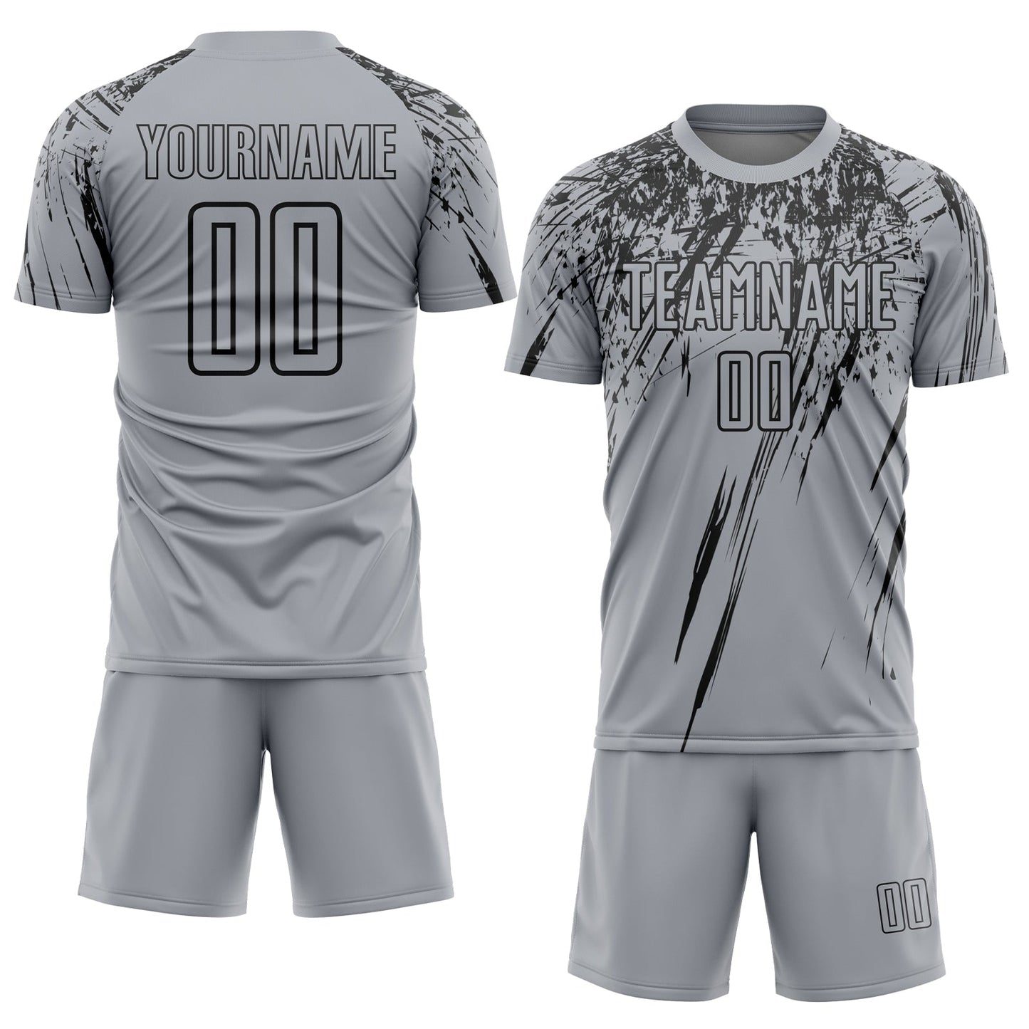 Custom Gray Black Splash Sports Sublimation Soccer Uniform Jersey view 2