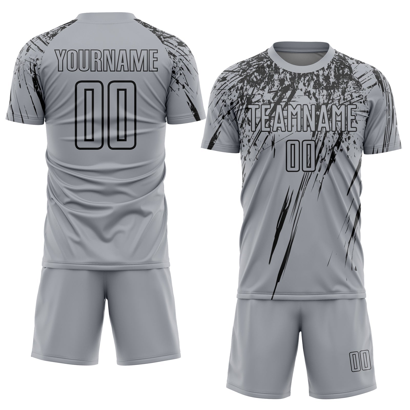 Custom Gray Black Splash Sports Sublimation Soccer Uniform Jersey view 2
