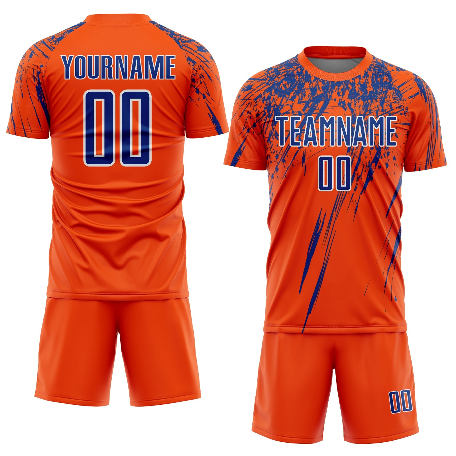 Custom Orange Royal-White Splash Sports Sublimation Soccer Uniform Jersey view 2