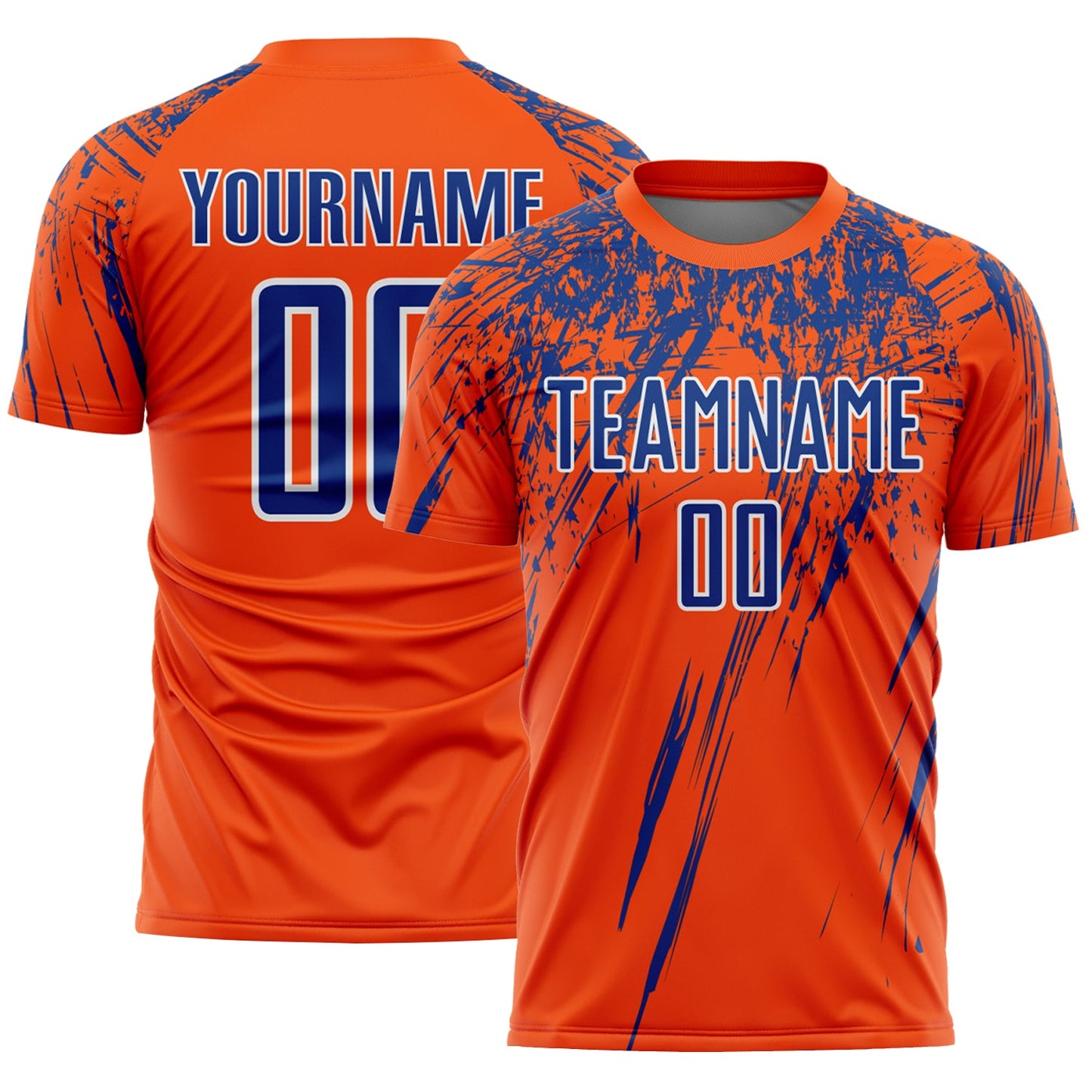 Custom Orange Royal-White Splash Sports Sublimation Soccer Uniform Jersey - Main View