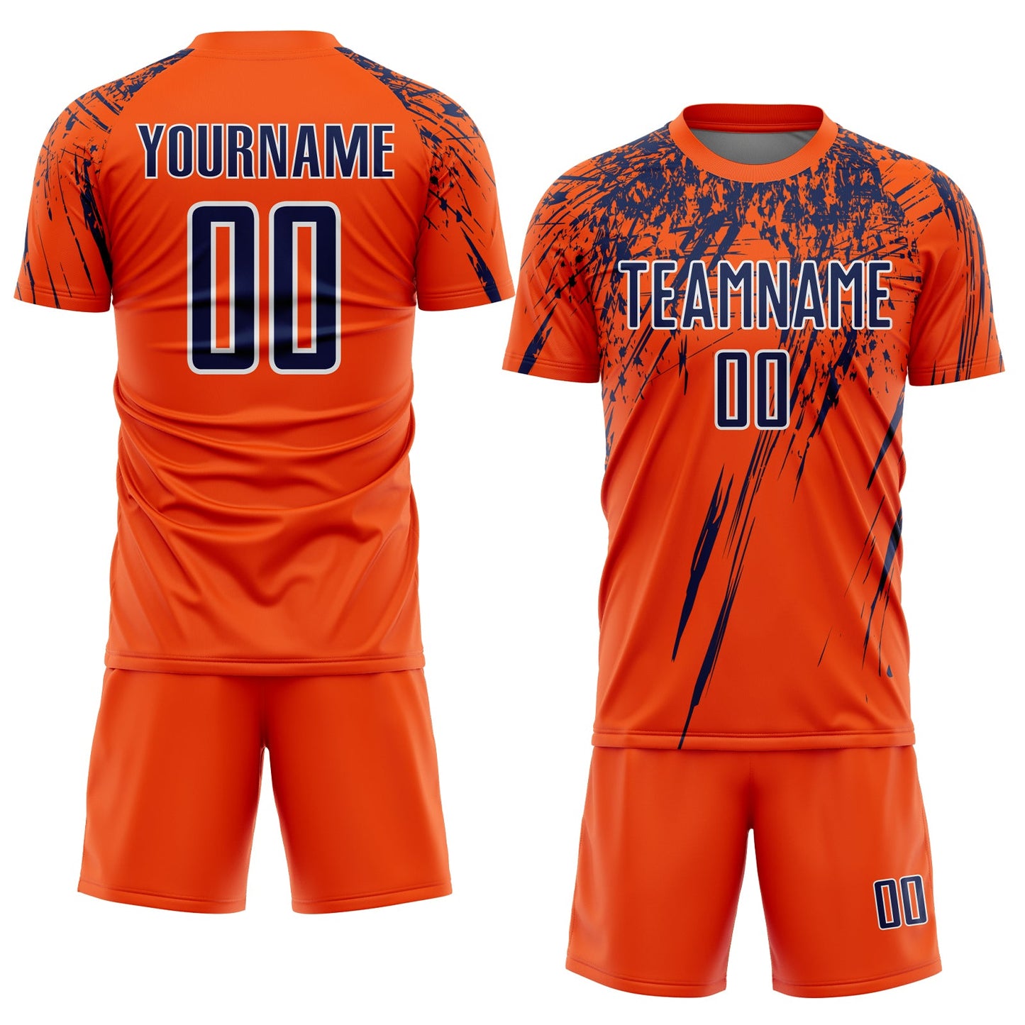 Custom Orange Navy-White Splash Sports Sublimation Soccer Uniform Jersey view 2