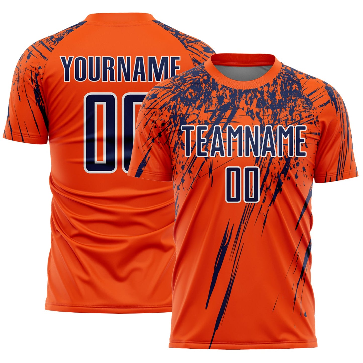 Custom Orange Navy-White Splash Sports Sublimation Soccer Uniform Jersey - Main View