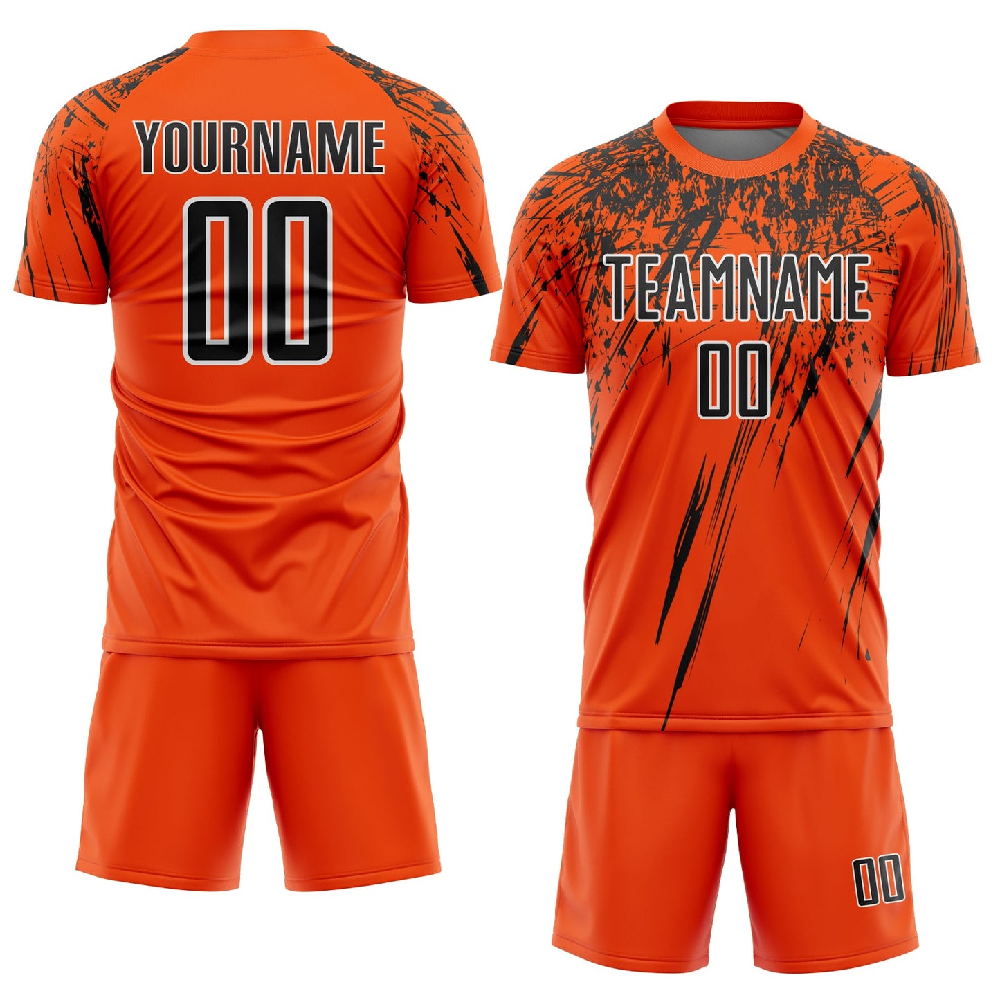 Custom Orange Black-White Splash Sports Sublimation Soccer Uniform Jersey view 2