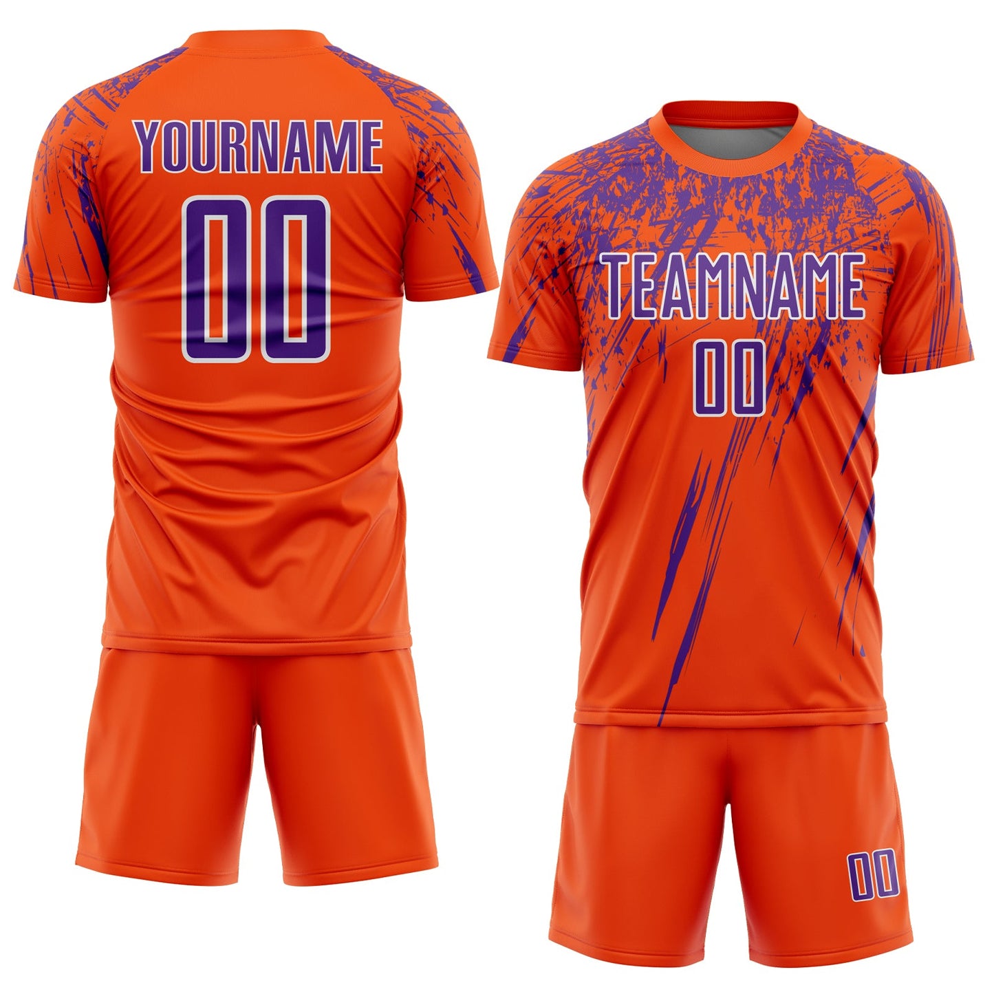 Custom Orange Purple-White Splash Sports Sublimation Soccer Uniform Jersey view 2