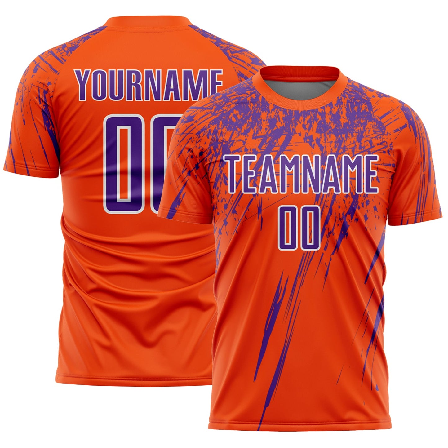 Custom Orange Purple-White Splash Sports Sublimation Soccer Uniform Jersey - Main View