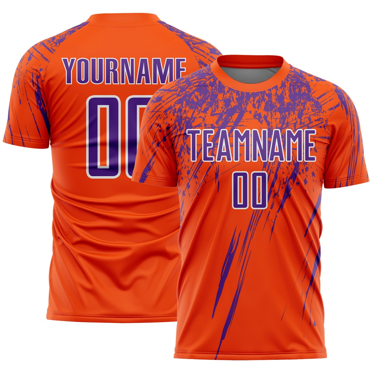 Custom Orange Purple-White Splash Sports Sublimation Soccer Uniform Jersey - Main View