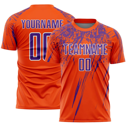 Custom Orange Purple-White Splash Sports Sublimation Soccer Uniform Jersey - Main View