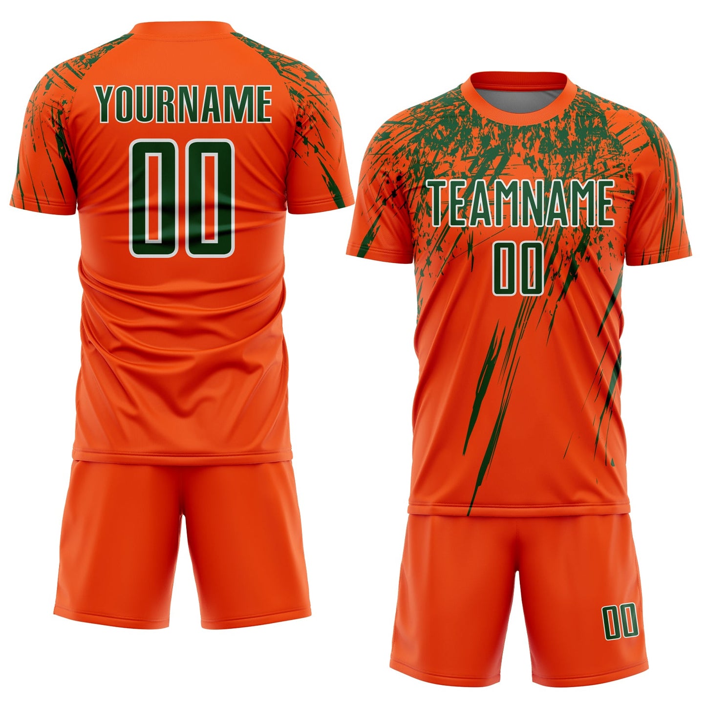 Custom Orange Green-White Splash Sports Sublimation Soccer Uniform Jersey view 2