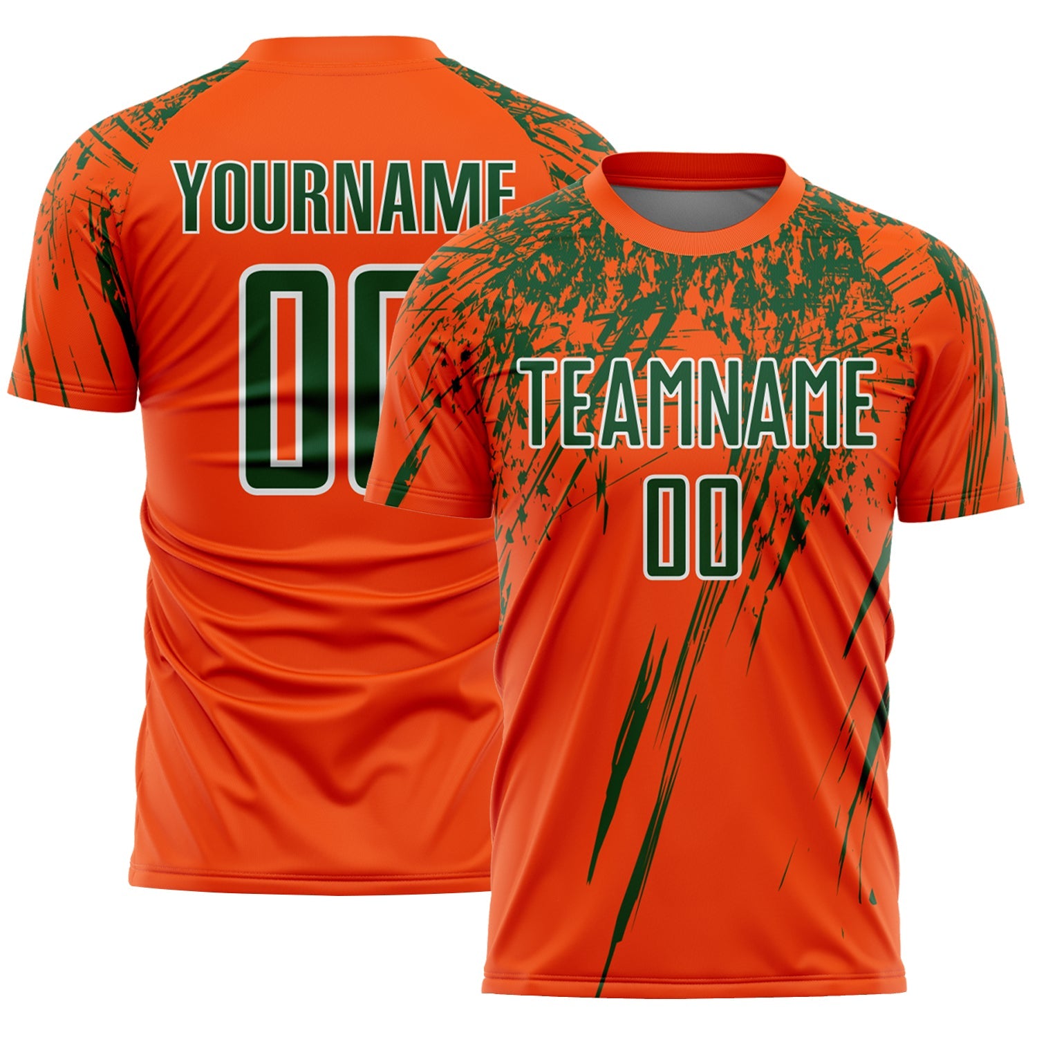 Custom Orange Green-White Splash Sports Sublimation Soccer Uniform Jersey - Main View