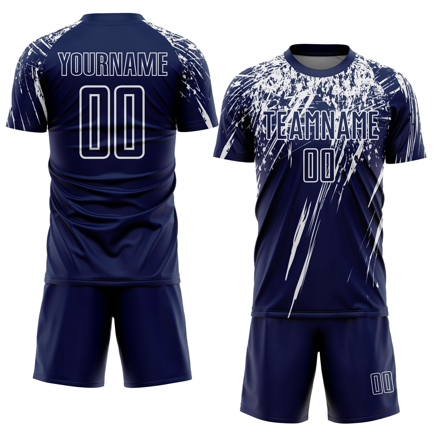 Custom Navy White Splash Sports Sublimation Soccer Uniform Jersey view 2