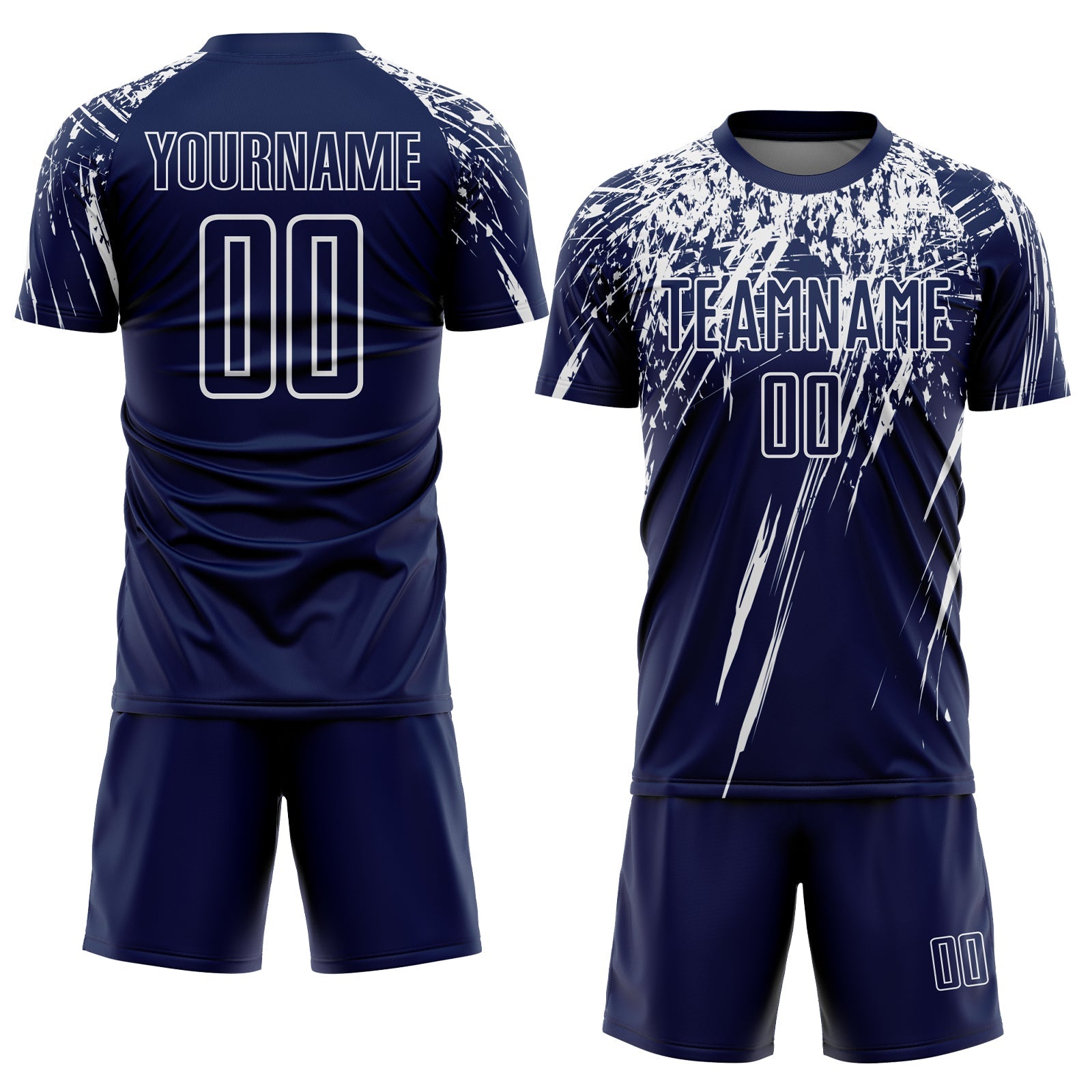 Custom Navy White Splash Sports Sublimation Soccer Uniform Jersey view 2