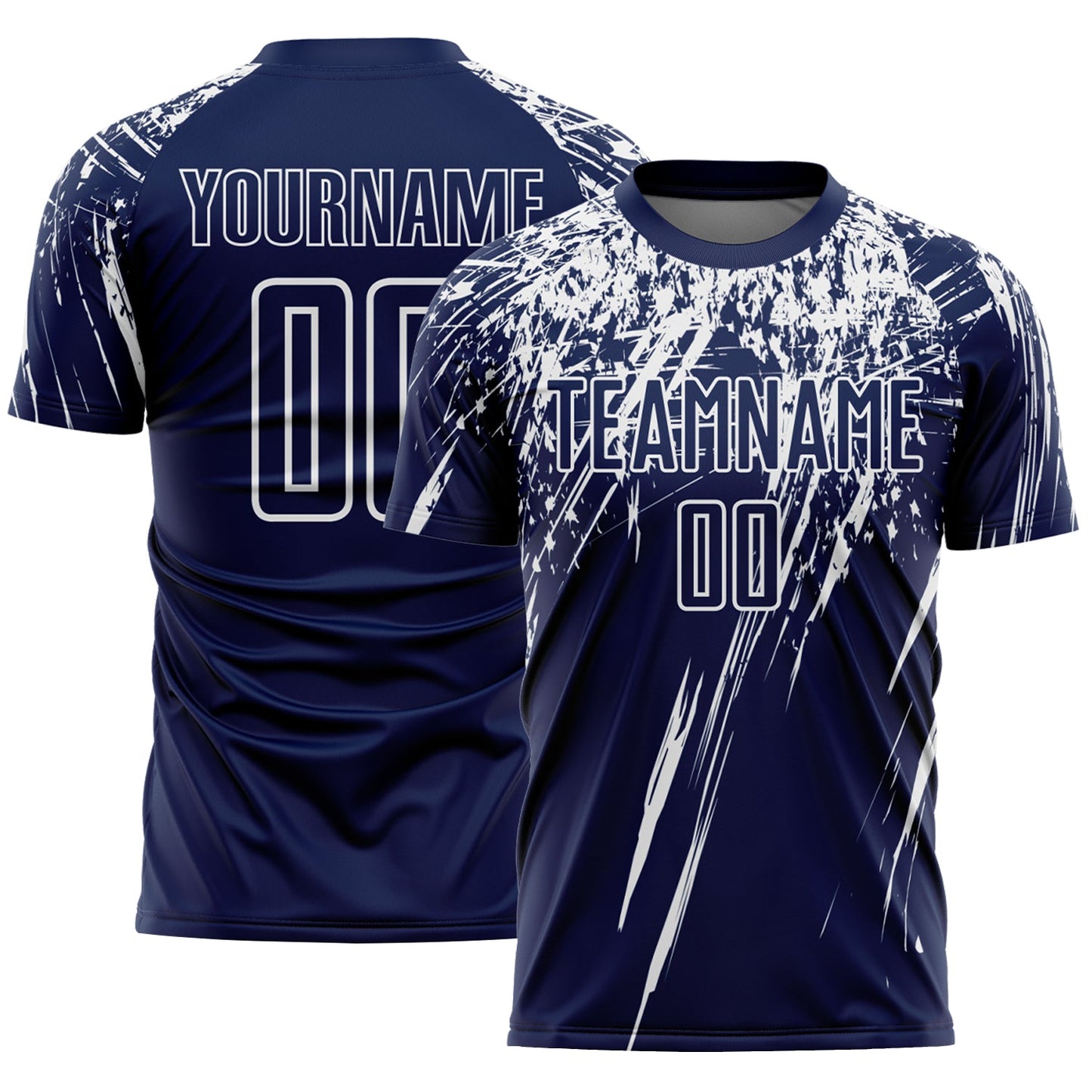Custom Navy White Splash Sports Sublimation Soccer Uniform Jersey - Main View