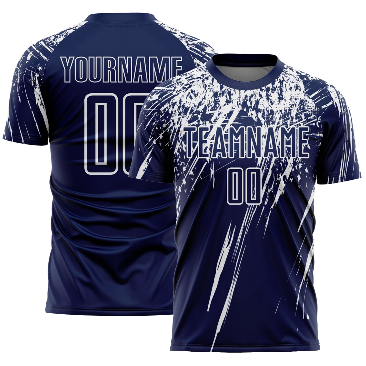 Custom Navy White Splash Sports Sublimation Soccer Uniform Jersey - Main View