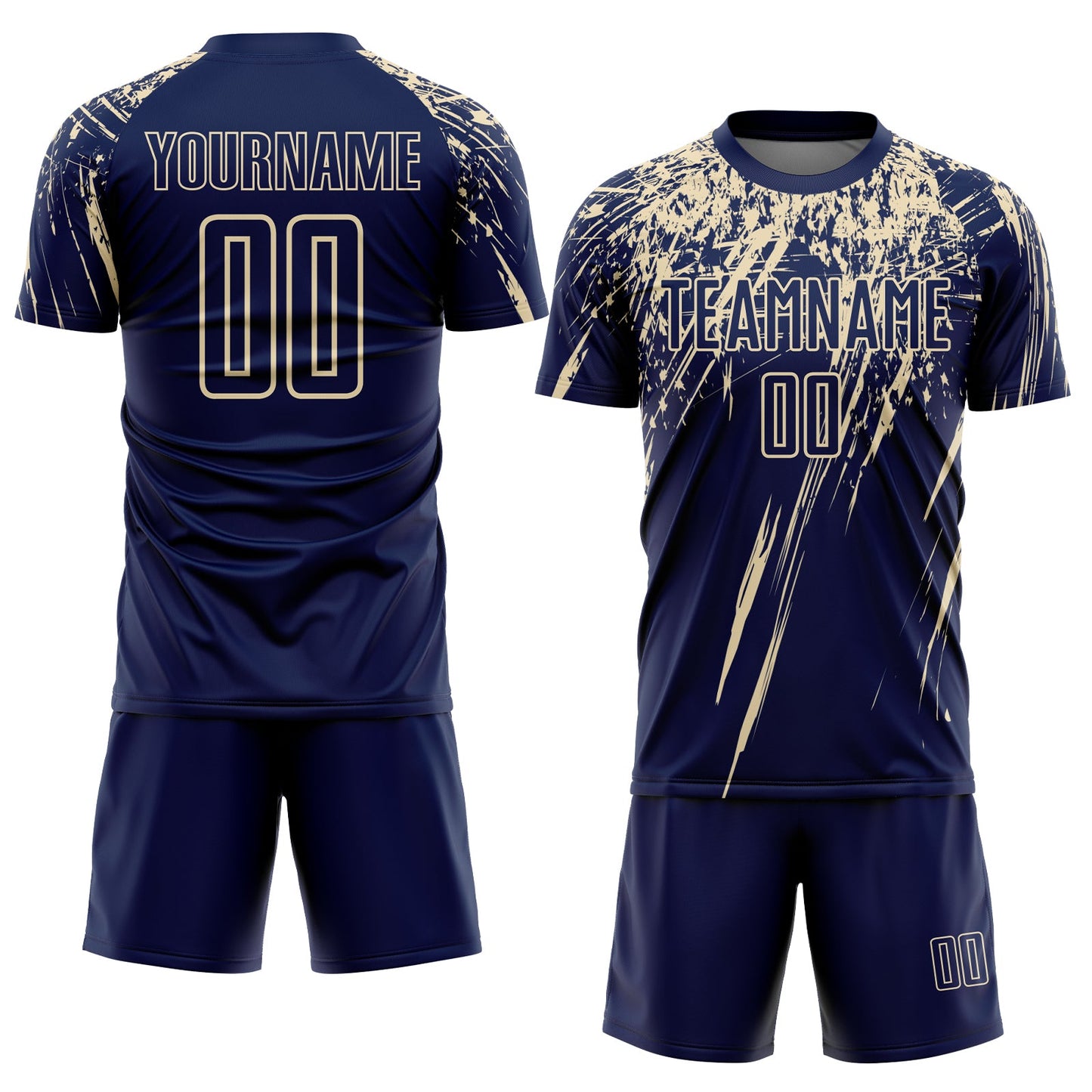 Custom Navy Cream Splash Sports Sublimation Soccer Uniform Jersey view 2
