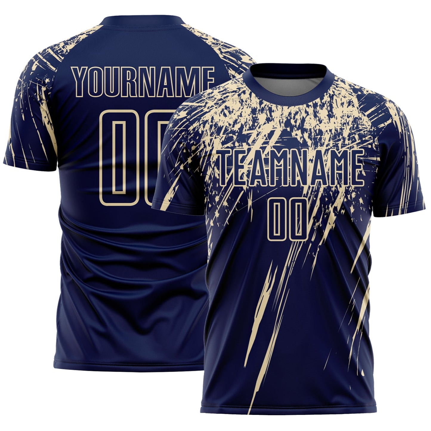 Custom Navy Cream Splash Sports Sublimation Soccer Uniform Jersey - Main View