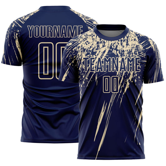 Custom Navy Cream Splash Sports Sublimation Soccer Uniform Jersey - Main View