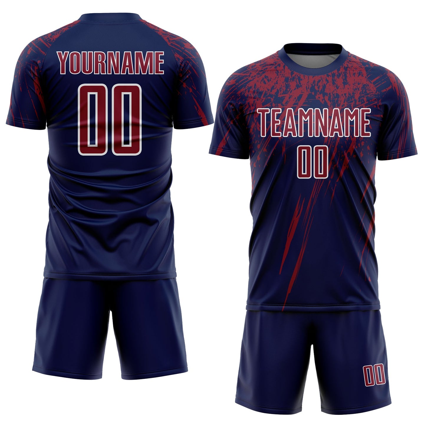 Custom Navy Crimson-White Splash Sports Sublimation Soccer Uniform Jersey view 2
