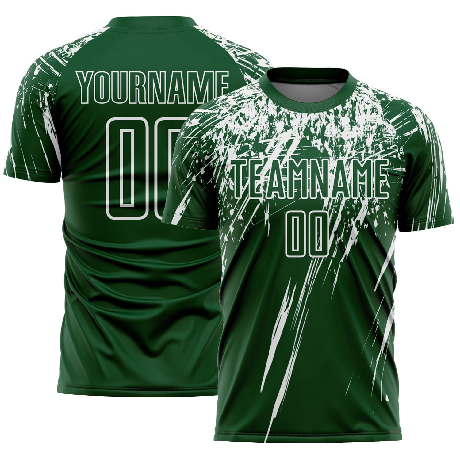 Custom Green White Splash Sports Sublimation Soccer Uniform Jersey - Main View