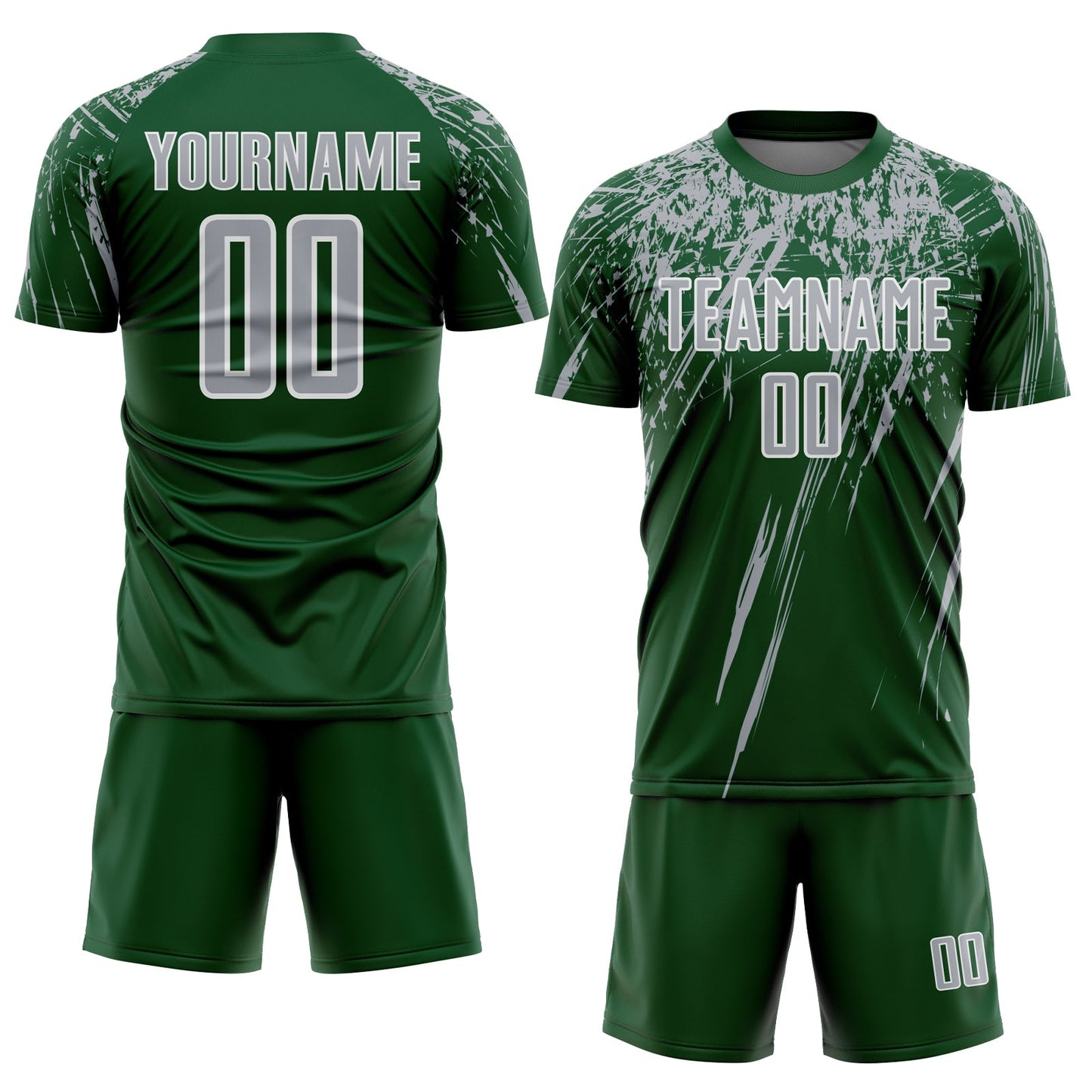 Custom Green Gray-White Splash Sports Sublimation Soccer Uniform Jersey view 2
