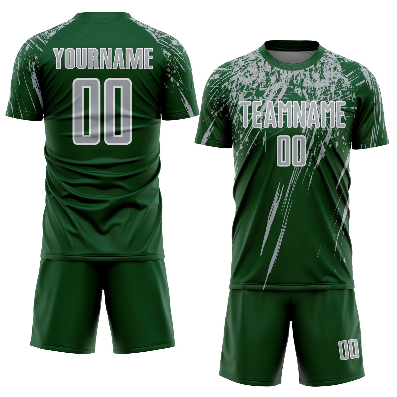 Custom Green Gray-White Splash Sports Sublimation Soccer Uniform Jersey view 2