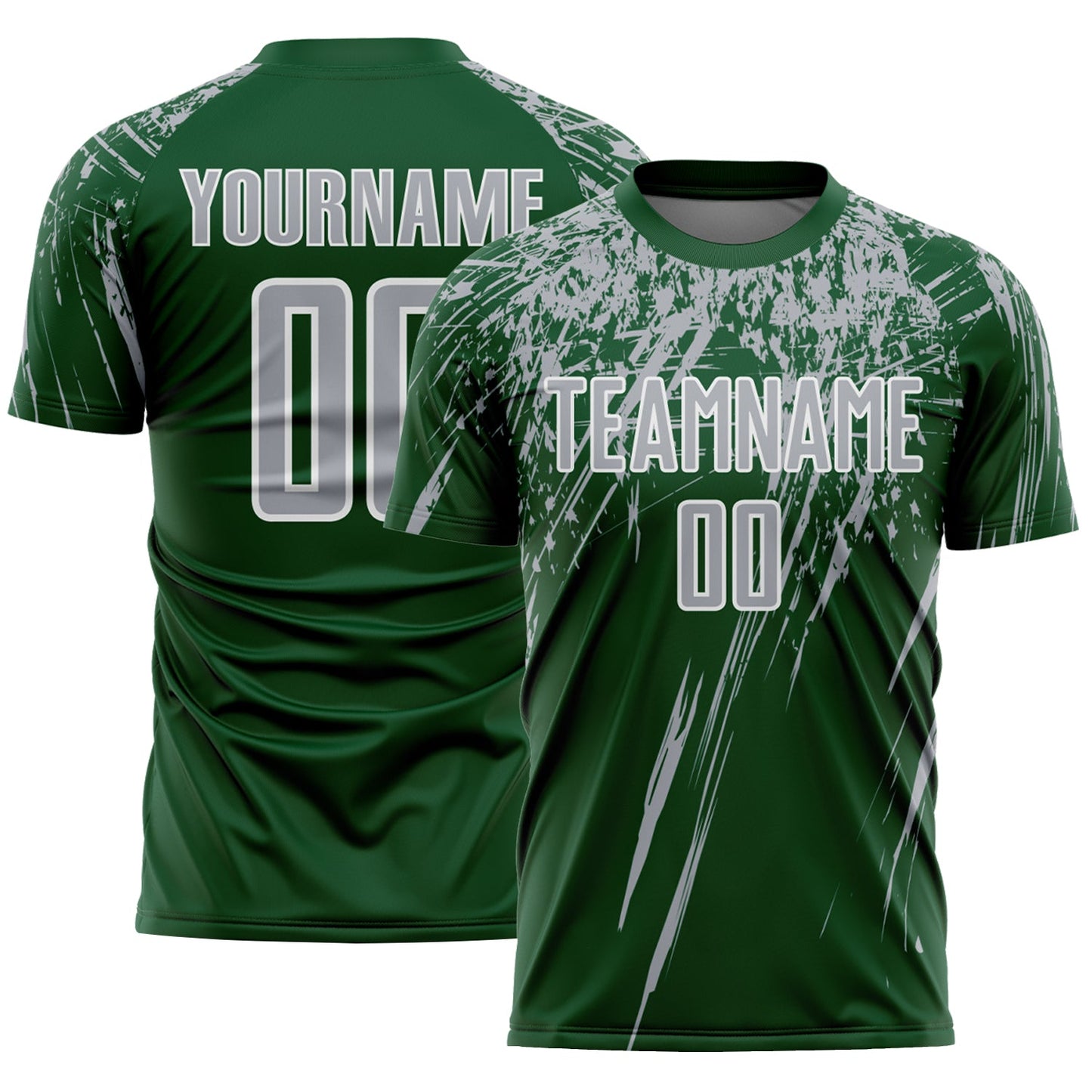 Custom Green Gray-White Splash Sports Sublimation Soccer Uniform Jersey - Main View