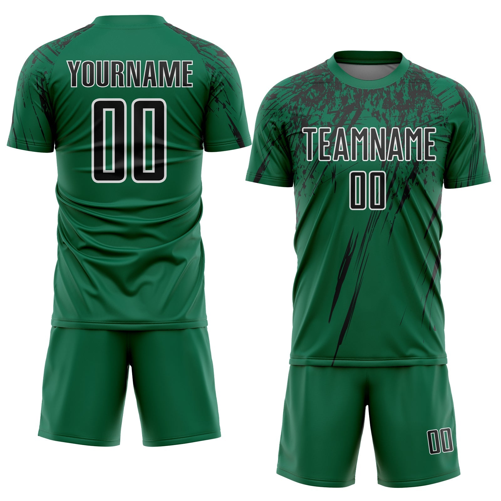 Custom Kelly Green Black-White Splash Sports Sublimation Soccer Uniform Jersey view 2