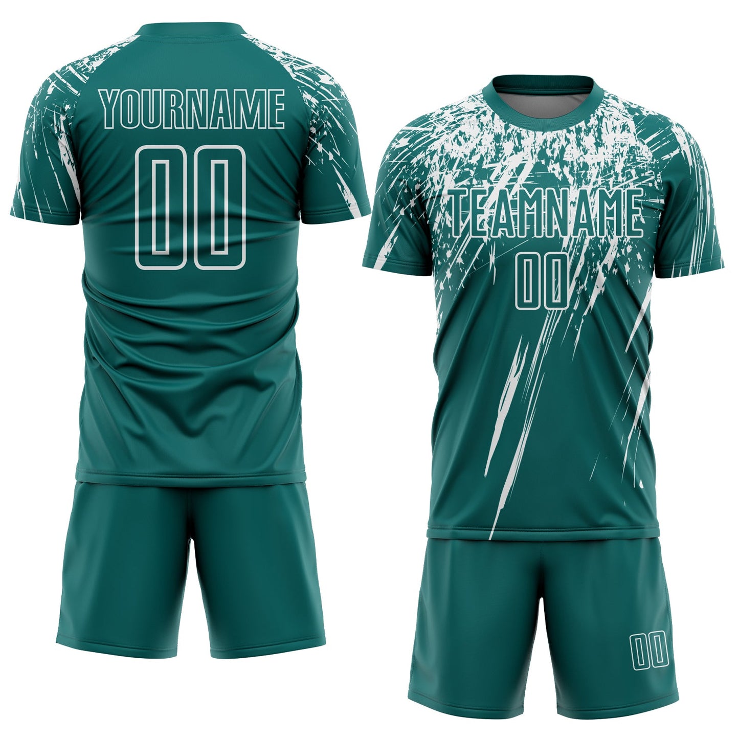 Custom Teal White Splash Sports Sublimation Soccer Uniform Jersey view 2