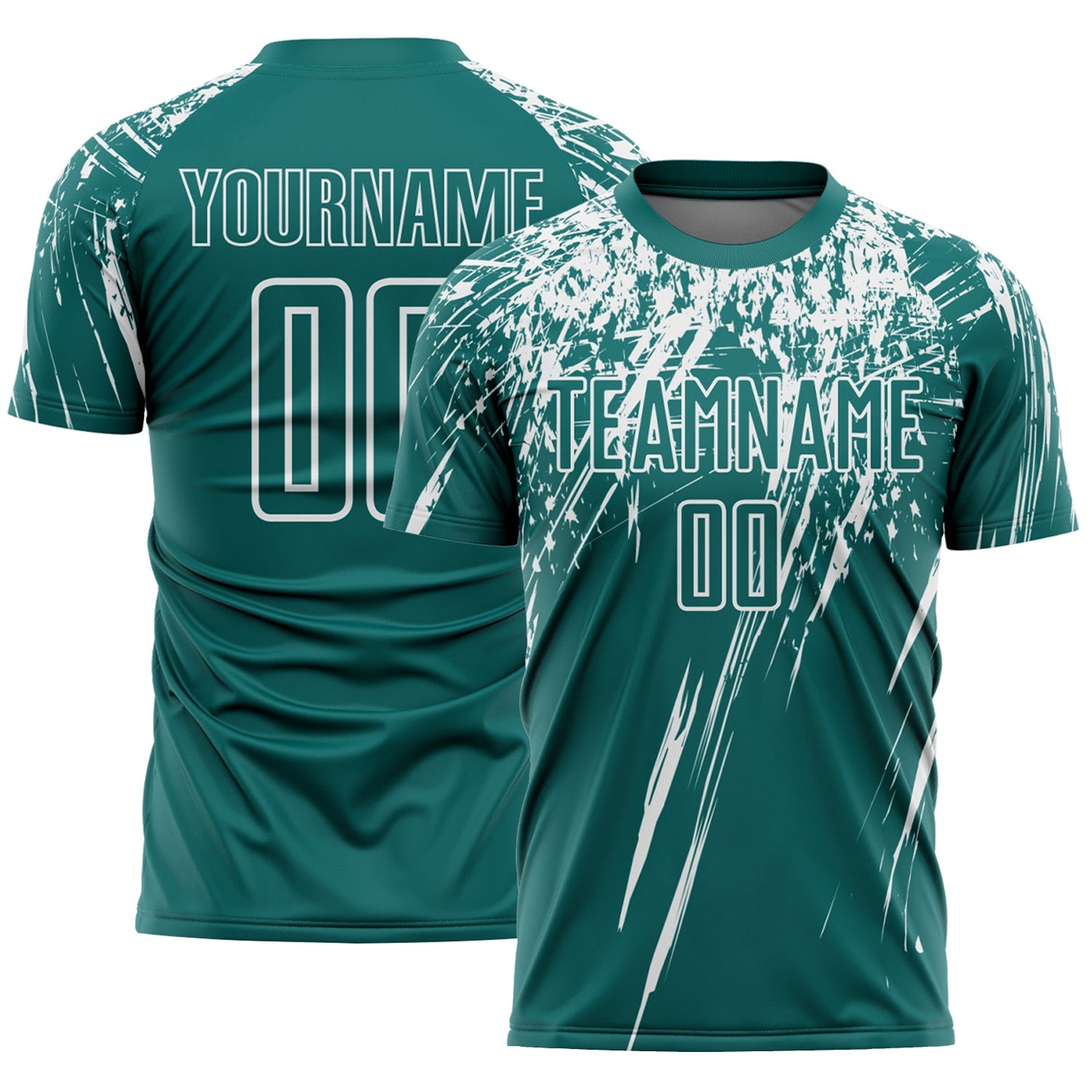 Custom Teal White Splash Sports Sublimation Soccer Uniform Jersey - Main View