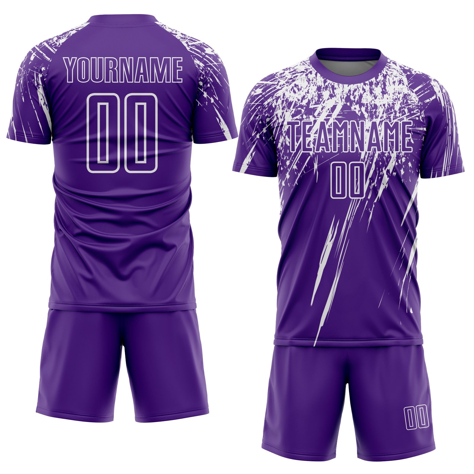 Custom Purple White Splash Sports Sublimation Soccer Uniform Jersey view 2