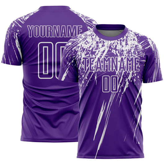 Custom Purple White Splash Sports Sublimation Soccer Uniform Jersey - Main View
