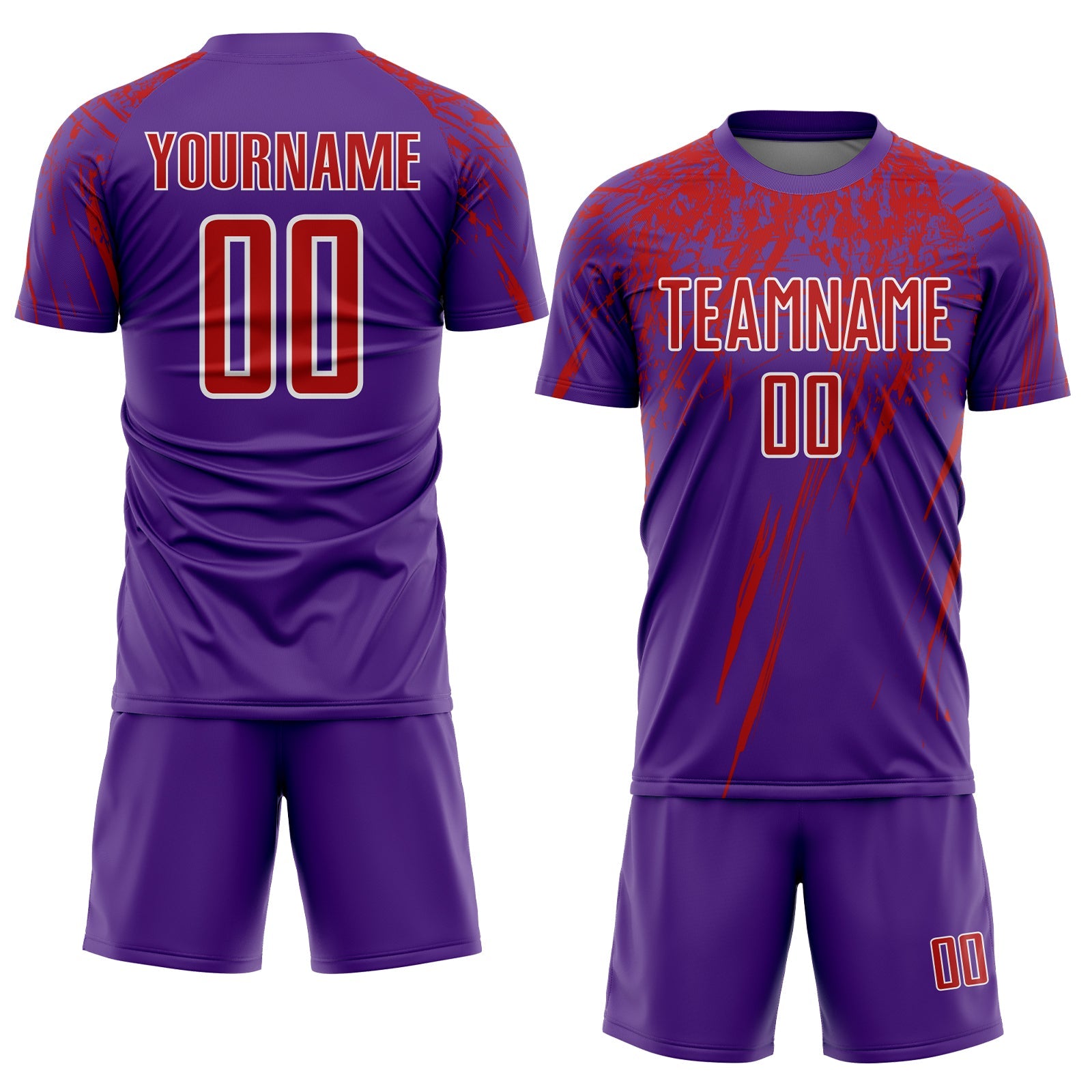 Custom Purple Red-White Splash Sports Sublimation Soccer Uniform Jersey view 2