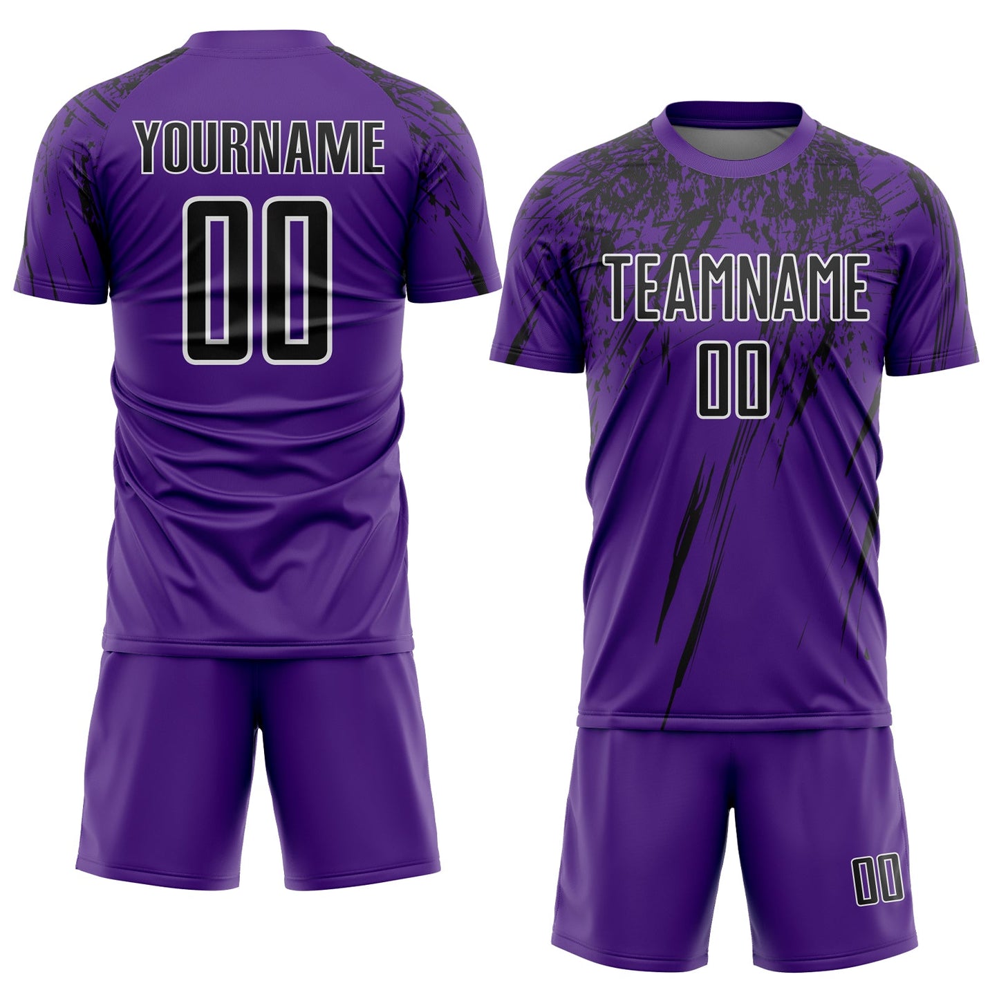 Custom Purple Black-White Splash Sports Sublimation Soccer Uniform Jersey view 2