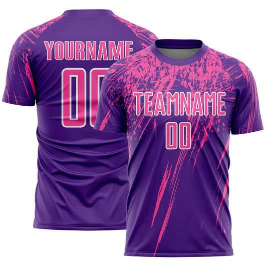 Custom Purple Pink-White Splash Sports Sublimation Soccer Uniform Jersey - Main View