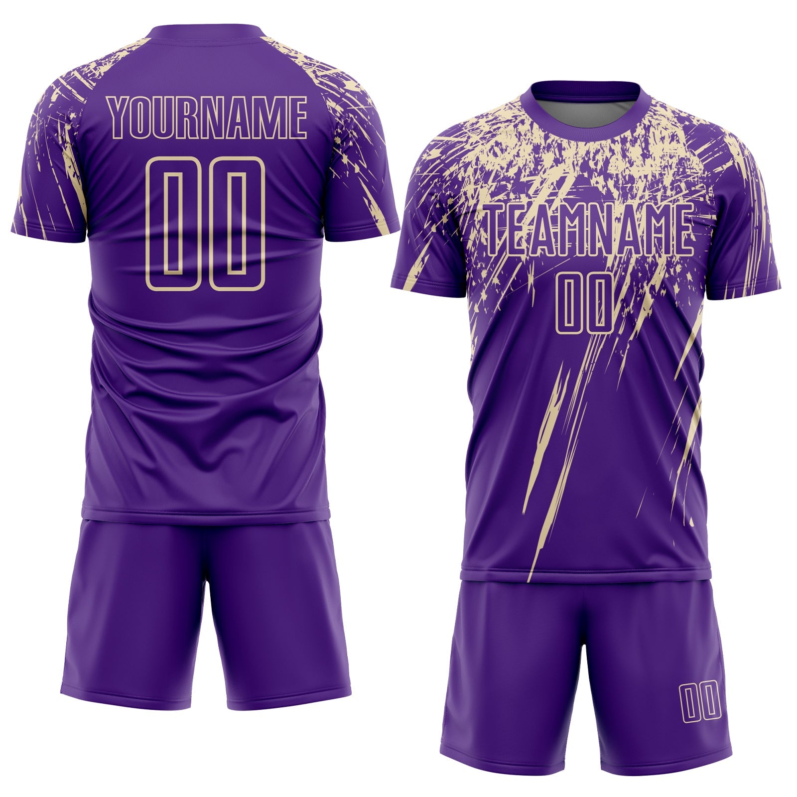 Custom Purple Cream Splash Sports Sublimation Soccer Uniform Jersey view 2